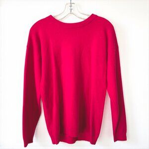 James River Traders Hot Pink Wool Sweater M Vintage USA Made Lambswool